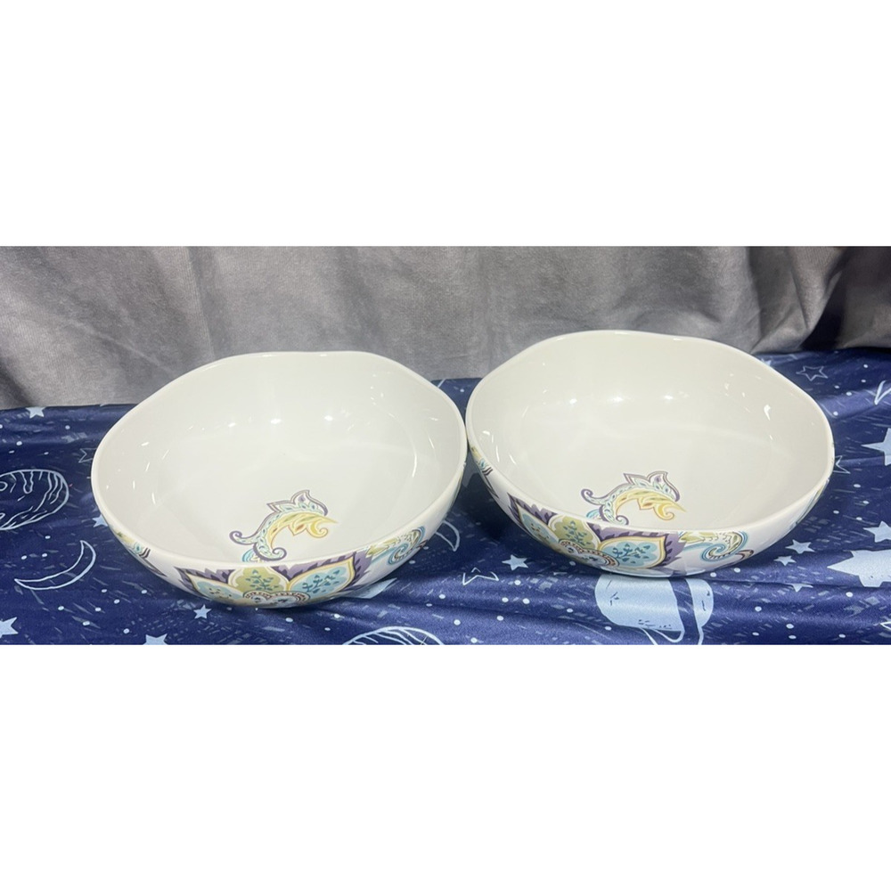 222 Fifth Indochine Purple 2 Cereal Bowls